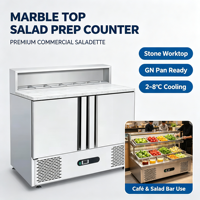Meja Persiapan Salad Komersial dengan Kompartemen GN Pan dari Stainless Steel untuk Buffet dan Kafe