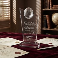 Cadeau d'entreprise personnalisé, trophée de golf en verre cristal écologique, globe, récompense d'excellence, cadeaux de bienvenue pour les salons professionnels sportifs, cadeaux promotionnels
