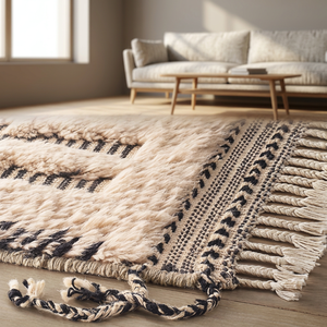 Tapis carré moderne marocain noué à la main en laine et soie, couleur unie, épaisseur de poils moyenne, pour salon, salle à manger, décoration intérieure, vente en gros - Product Image 4