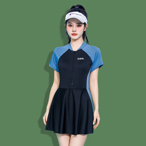 Taglie forti costume da bagno da donna allenamento professionale abito intero a maniche corte costume da bagno dimagrante pancia costumi da bagno collant - Product Image 4