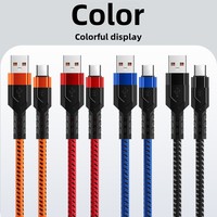 Kabel Pengisian Cepat Nylon Braided Grosir untuk USB Android TPC Ponsel Fungsi Data OTG Tipe-C