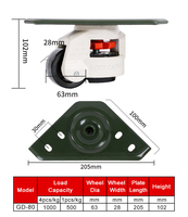 Roulettes pivotantes rétractables avec frein OEM Support Master Casters GD60 GD80 GD100, roulettes de nivellement en nylon robustes pour usage intensif