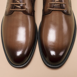 Botas de cuero marrón con punta redonda y cordones, plantilla acolchada, suela de goma, para todas las estaciones, envío directo - Product Image 3
