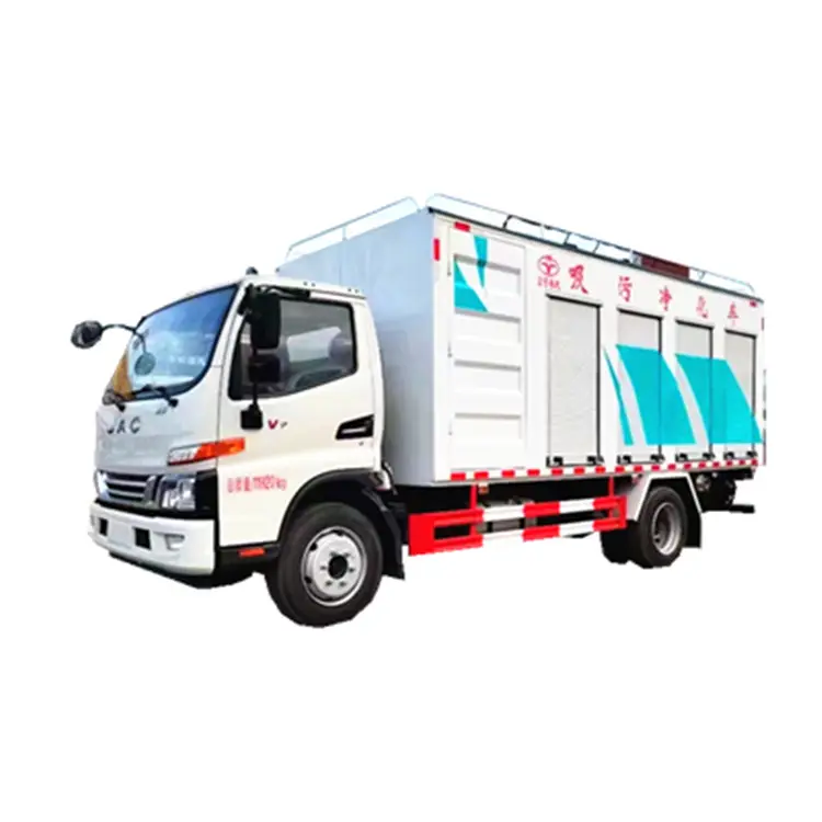 JAC 4x2 sewage purification truck tank body is respectively sewage tank and clean water tank with cleaning and suction function