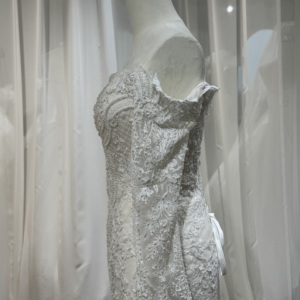 Vestido de Novia Personalizable sin Tirantes, Manga Larga, Estilo Sirena/Trompeta, con <span class=keywords><strong>Flores</strong></span>, Cola de Capilla, Largo hasta el Suelo, en Tela de Satén y Chifón, OEM - Product Image 6