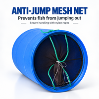 STARFISH Seau de transport robuste pour poissons vivants avec filet anti-saut en HDPE 48x75cm pour l'aquaculture, vente en gros