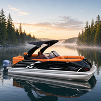 Nouveau bateau ponton en aluminium de 22 pieds, 12 personnes, moteur hors-bord, pêche, échelle de bain, arche sportive, console, certifié CE, personnalisable