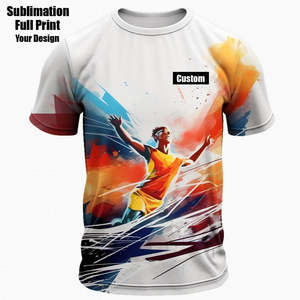 T-shirts pour hommes en tricot à motif de lettres, impression par sublimation intégrale, vente en gros, personnalisables, respirants, anti-rétrécissement, écologiques, OEM/ODM - Product Image 1