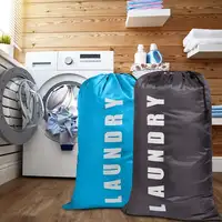 OEM Extra Large Printed Rip-Stop Travel Dirty Clothes Machine Washable Nylon Laundry Bag with Drawstring