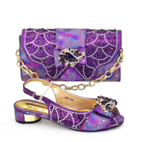 Ensemble sac et chaussures d'été en PU pour femme, design italien, motif floral avec strass, plates, pour occasions de mariage
