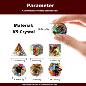 Набор из 7 кубиков из драгоценных камней, ручной работы, радужные многогранные кубики для настольных игр, RPG, D20, D6, радужное стекло, кристалл, для настольных игр - Product Image 2
