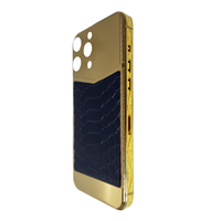 Vente chaude à Dubaï, coque arrière en cuir et métal pour iPhone 14 Pro Max, vente en gros