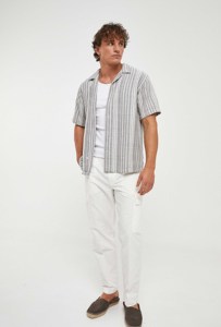 Camicia a righe in cotone grigio elegante e confortevole Empire da uomo con camicia regolare - Product Image 4