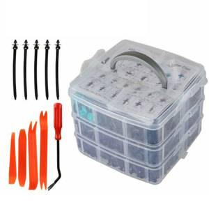 Kit de réparation de 635 attaches en nylon pour pare-chocs de voiture et rivets de garde-boue, type boîte à trois couches - Product Image 2
