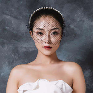 Offre Spéciale Voile de Mariée Fait Main en Tulle Nœud Unique, Bandeau Perlé, Voile de Gaze pour Coiffe de Mariage, Masque Facial en Filet, Bandeaux - Product Image 3