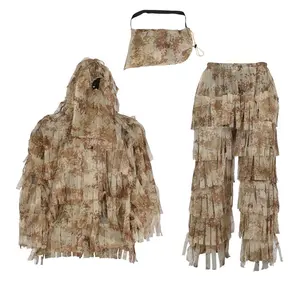 Desert hunting camouflage clothing ghillie suit 3D leaf Lightweight Hooded Breathable Camouflage ghillie suit clothing