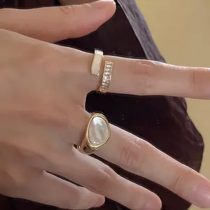 Anello da donna in oro placcato 18K regolabile anello da donna con Design Vintage in smalto smeraldo