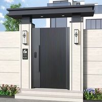 Portail de villa en alliage d'aluminium, style chinois moderne et minimaliste, entrée principale extérieure, design en aluminium forgé, style rural