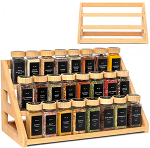 Freestanding 3 Tier Bamboo Spice <b>Rack</b> Organizer for Kitchen Countertop Cupboard Pantry Spice Jar <b>Storage</b> - Product Image 1