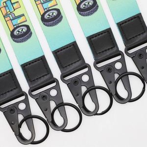 Custom Printed Short <b>Lanyard</b> with Leather End Key Ring Custom <b>Polyester</b> <b>Lanyards</b> for Outdoor Camping - Product Image 2