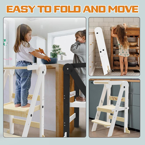 Regalo de Navidad Alturas ajustables Torre de aprendizaje de madera para niños pequeños Taburete plegable para niños - Product Image 6