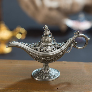 All'ingrosso lampada magica in metallo custom inserto in metallo arabo in lega di peltro Aladdin God lampada natale compleanno regalo decorazioni - Product Image 4