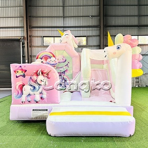 Château gonflable commercial Hupfburg Einhorn rose avec toboggan pour enfants - Product Image 2