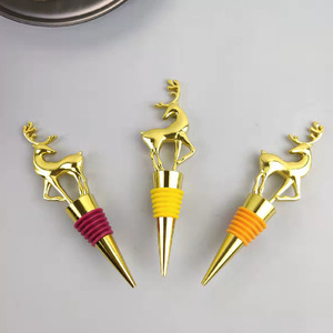 Golden Deer Wine Bottle Stoppers Metal Christmas Decorative Corks Set of 6 - Product Image 4