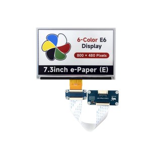Layar E-Paper 7.3 inci 6 Warna, Layar E-Ink, Konsumsi Daya Rendah, 800*480 Piksel, Komunikasi SPI, untuk E-Paper Driver HAT - Product Image 1