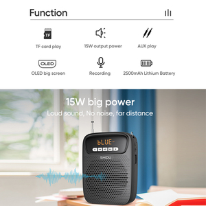 เหมาะสำหรับขายดี S278 SHIDU 15 วัตต์ 3.7V 2500mAh รองรับวิทยุ FM TWS เครื่องขยายเสียงแบบสองช่องสัญญาณพร้อมไมโครโฟนแบบมีสาย - Product Image 5