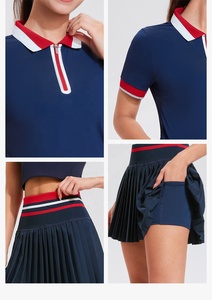 <span class=keywords><strong>Tuta</strong></span> da Golf Badminton da Golf a due pezzi gonna da Tennis a maniche corte da donna con collo a vita alta di alta qualità - Product Image 6