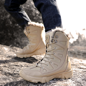 Nouvelle meilleure vente chaussures pour hommes de haute qualité <span class=keywords><strong>bottes</strong></span> à fourrure à lacets anti-dérapant <span class=keywords><strong>travail</strong></span> en plein air chaussure d'hiver chausson en peluche à l'intérieur du soutien de la voûte plantaire - Product Image 2