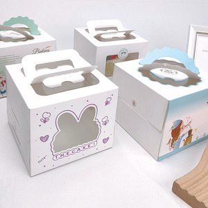 Caja portátil para hornear pasteles de cumpleaños, material grueso colorido con ventanas, 4 pulgadas, novedad - Product Image 1