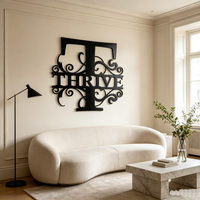 Panneau personnalisé en métal avec monogramme, lettres initiales découpées au laser, signalétique en métal pour la décoration murale du salon