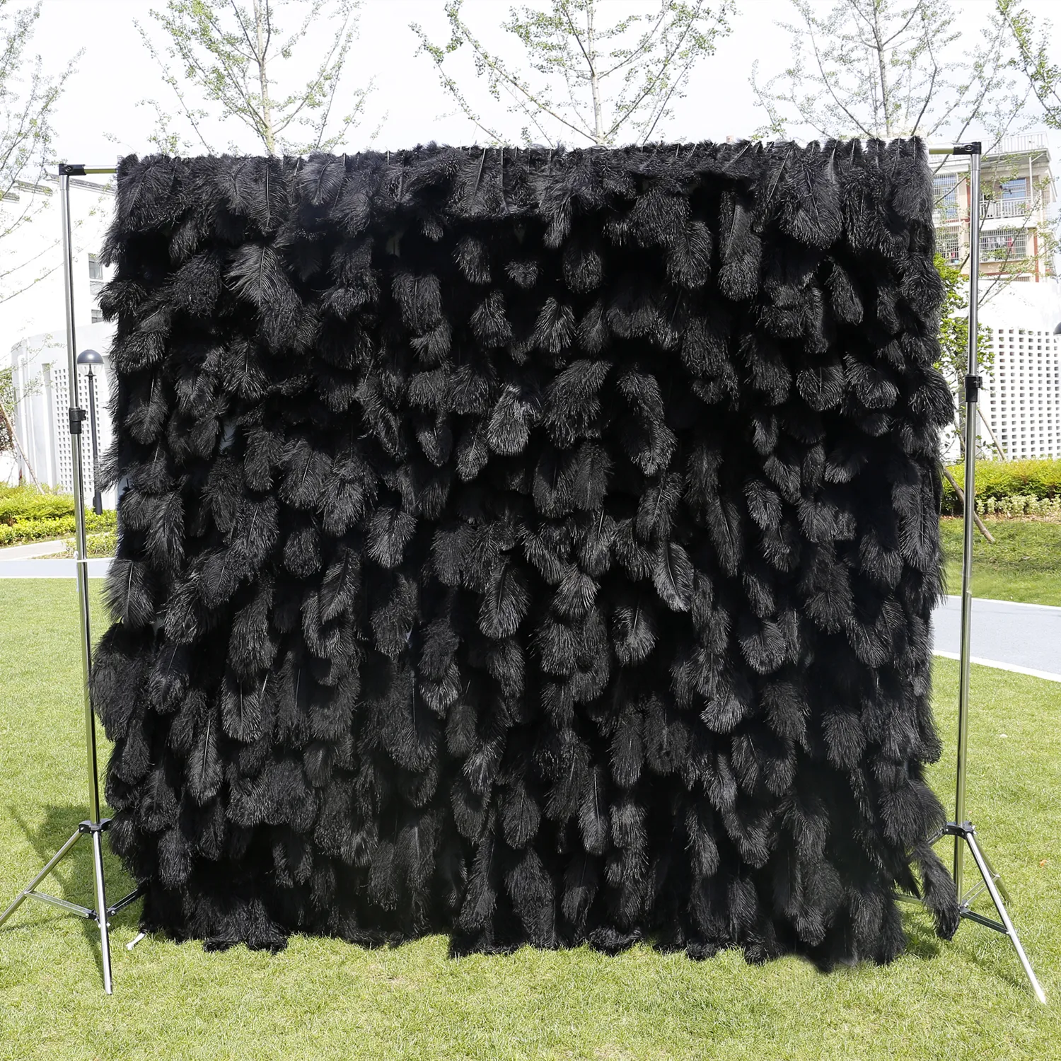 Wedding Flowers Party Decorations Black Feather Background Artificial Flower Wall Silk Backdrop Stands For Events