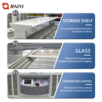 Vitrine réfrigérée à glace commerciale avec porte coulissante en verre, refroidissement par air, contrôle électronique de la température, dégivrage automatique pour la viande