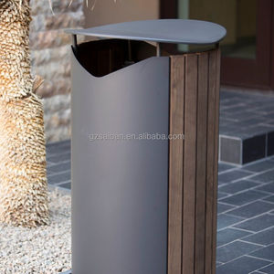 Fábrica al por mayor al aire libre comercial cubos de basura cubo de basura para uso al aire libre fabrica de plástico madera cubo de basura - Product Image 2