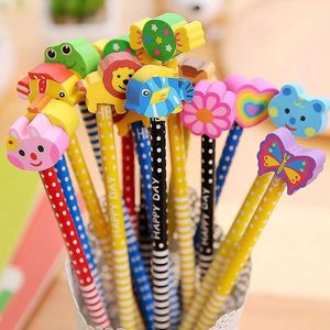 Crayons à dessin en graphite HB en bois personnalisés Kawaii avec gomme intégrée et motif hexagonal, pour usage scolaire, en lots emballés - Product Image 3