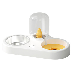 Dispensador de agua y comida para gatos, recarga automática de agua, tazón de agua antideslizante para gatos, tazón de comida con protector de cuello, doble tazón para gatos - Product Image 5