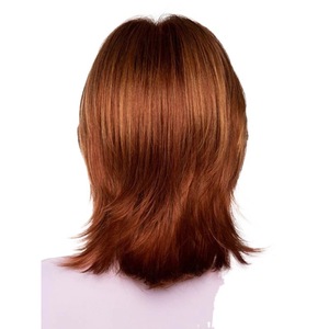Peluca Corta para Mujer, Cabello Liso con Flequillo Largo, Color Gris-Marrón, Cabello Sintético, Gorra de Fibra Resistente al Calor, Venta Directa de Fábrica - Product Image 5