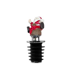 Santa Claus Cork Stopper Zinc Alloy Round Black Christmas Gift Bottle Seal - Product Image 1