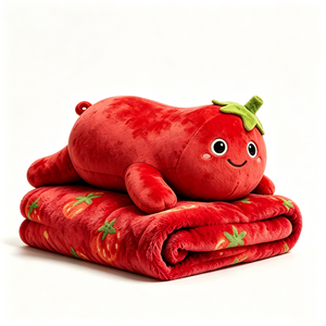 Almohada de cuerpo de tomate Kawaii personalizada, convertible en manta, juguete de peluche de tomate sonriente de dibujos animados - Product Image 4