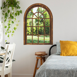 Pegatinas de Pared con Diseño de Arco de Ventana 3D, Impresas por Transferencia Térmica, Calcomanías de PVC Ecológicas, Patrón Liso, Barnizado Mate, Decoración del Hogar - Product Image 2