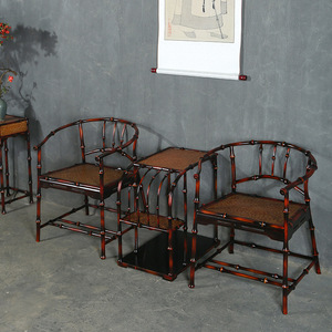 Retro <b>Bamboo</b> Coffee <b>Table</b> With Rattan Top Storage Design For Living Room Home Use - Product Image 3