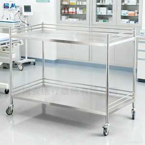 Chariot d'hôpital en acier inoxydable Boan 500x400mm à 2 niveaux pour salle d'intervention chirurgicale - Product Image 1