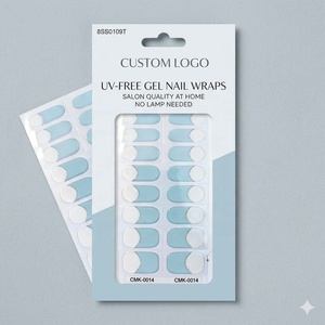En gros, Wraps d'ongles en gel auto-adhésifs sans HEMA ni UV, Bleu bébé nacré, <span class=keywords><strong>French</strong></span> Mani, Marque privée, Longue durée, Écologique - Product Image 1