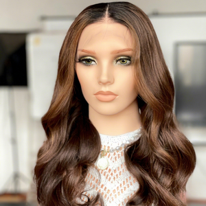 High Quality 100% Natural European Remy Virgin Human Hair Wig with Transparent for Lace Body Wave Highlights for White Women - Product Image 1
