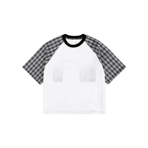 Custom Plaid <b>Patchwork</b> Heavyweight 100% Cotton With DTG Printed Men T-<b>Shirt</b> for summer - Product Image 1