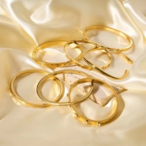 For <b>BANGLES</b> Cross Border Multi Innovative White Label <b>Engraved</b> Logo Service Weight Per Meter Stainless Steel 18K Gold - Product Image 2