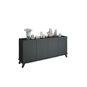 Meuble TV console 4 portes gris anthracite moderne, style classique minimaliste, avec rangement, finition laiton, pour villas et hôtels - Product Image 2